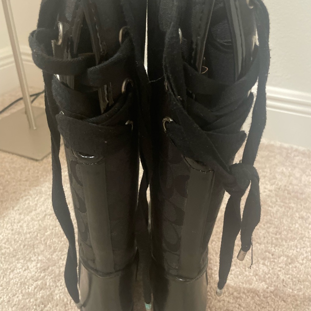 Coach Black Ankle Boots with Lace-Up Design